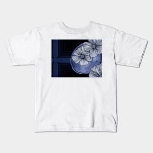 Contemporary Modern Art Botanical In Blue Kids T-Shirt